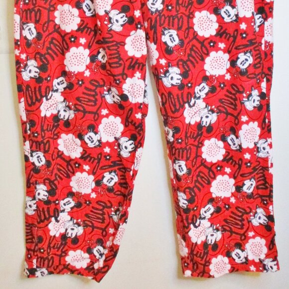 Disney Womens Flannel Pajama/Lounge Pants Mickey&Minnie, Red, Tie Close Size 2XL - Picture 2 of 13